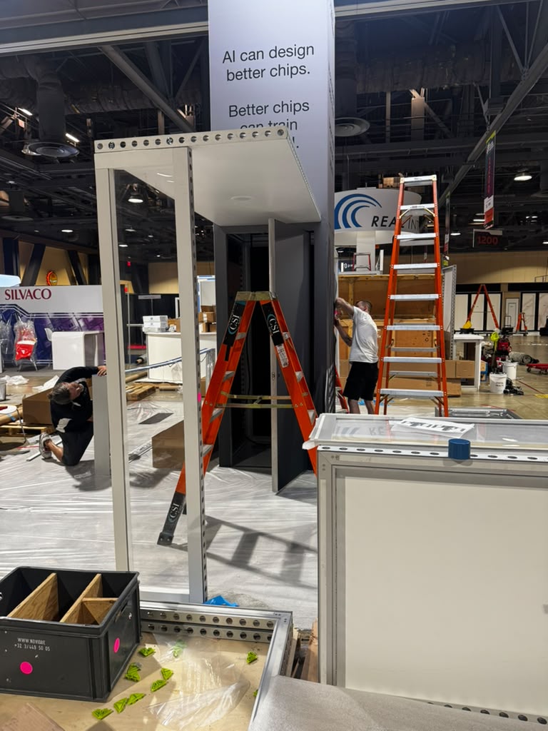 Exhibit tower with storage access door