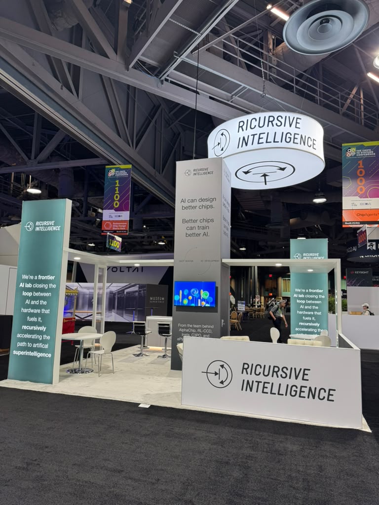 Meeting area inside booth