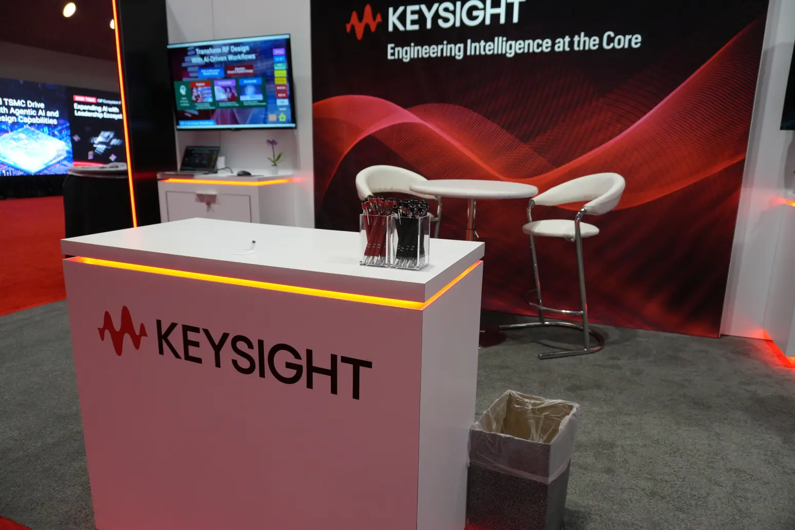 Keysight illuminated reception desk close-up