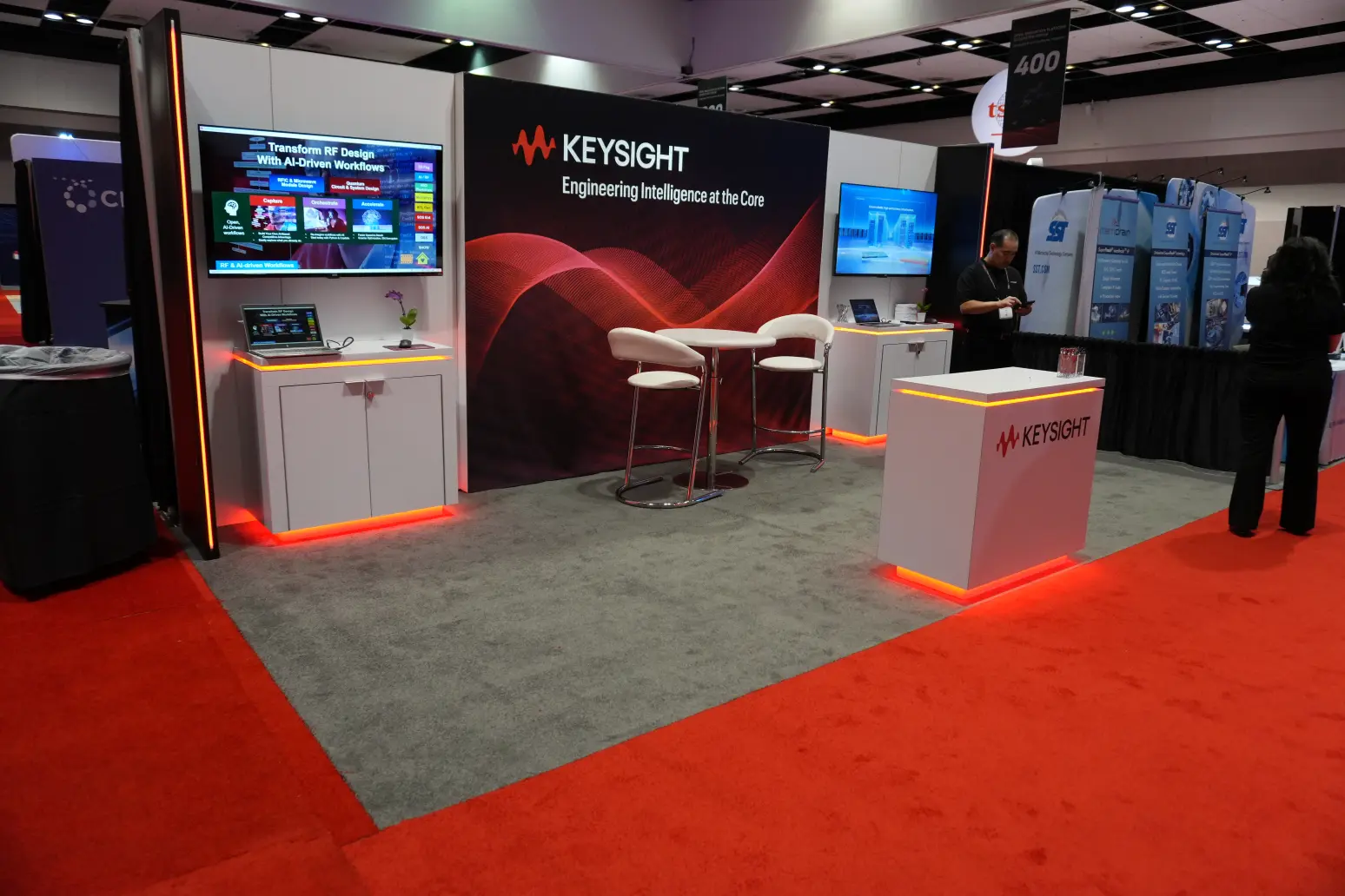Keysight Technologies booth left angle with RF demo station