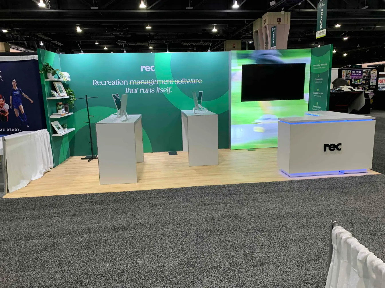 REC Technologies full 10x20 booth front view at NRPA