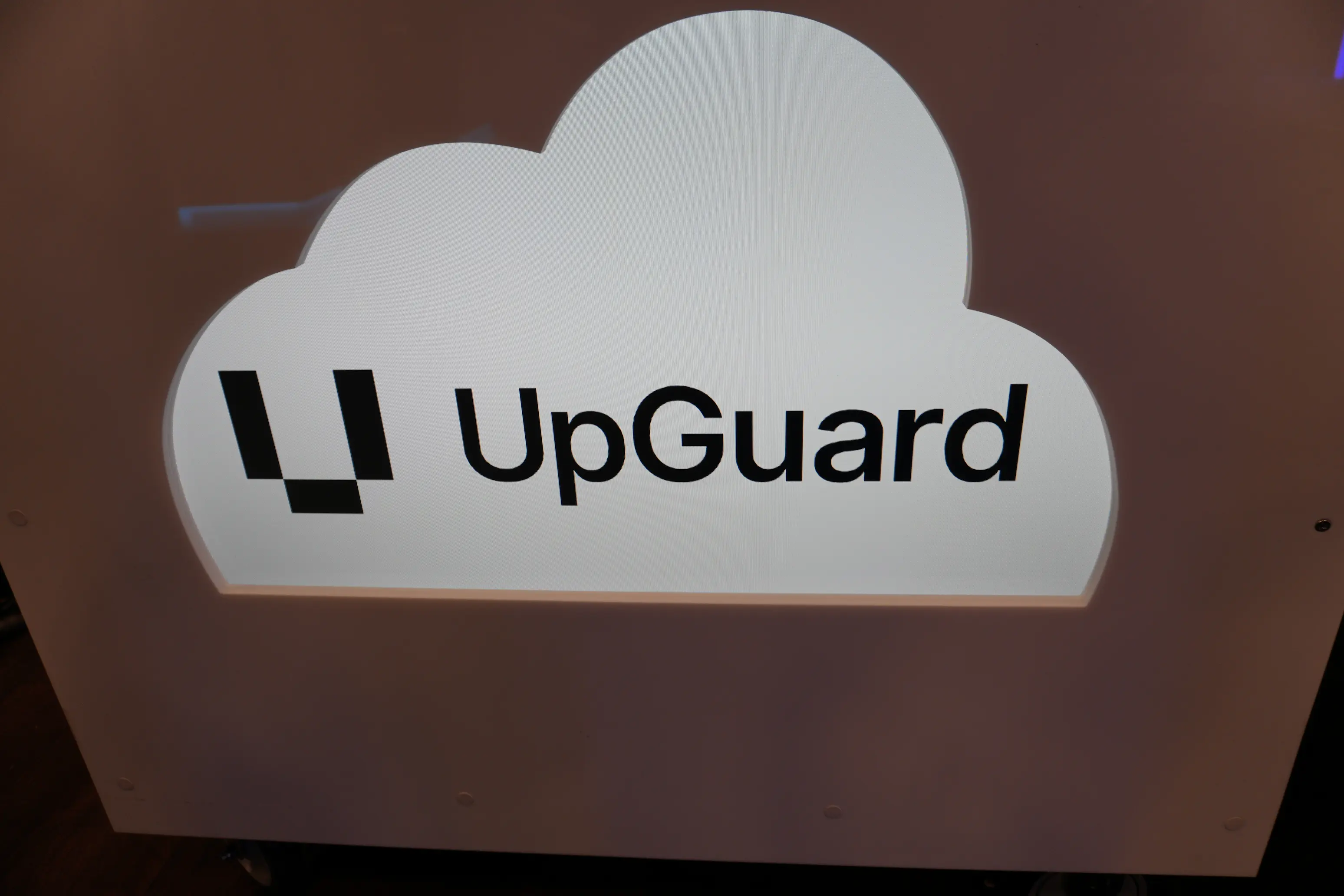 Upguard illuminated cloud logo trade show booth